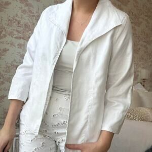 Vintage 100% Linen‎ White Light Jacket Petite